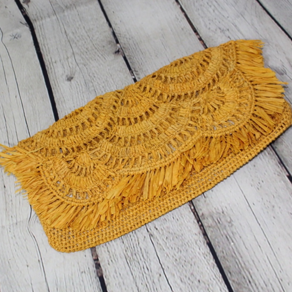 Yellow Crocheted Clutch by Mar Y Sol